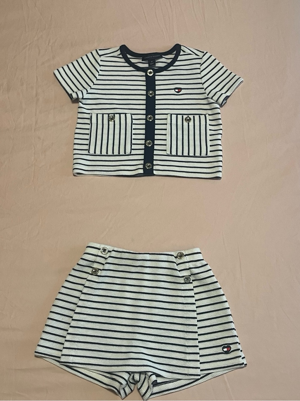 Tommy Hilfiger Girls 2-Piece Striped Top & Skort Set Size 5